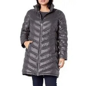 Calvin Klein long puffer down Coat 3X quilted gray waterproof Winter Lightweight